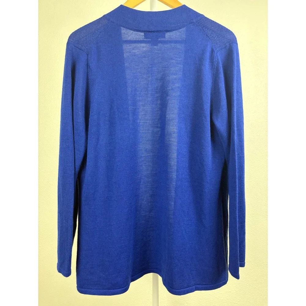 Coldwater Creek Royal Blue Merino Wool Blend Open Front Cardigan XL 16
